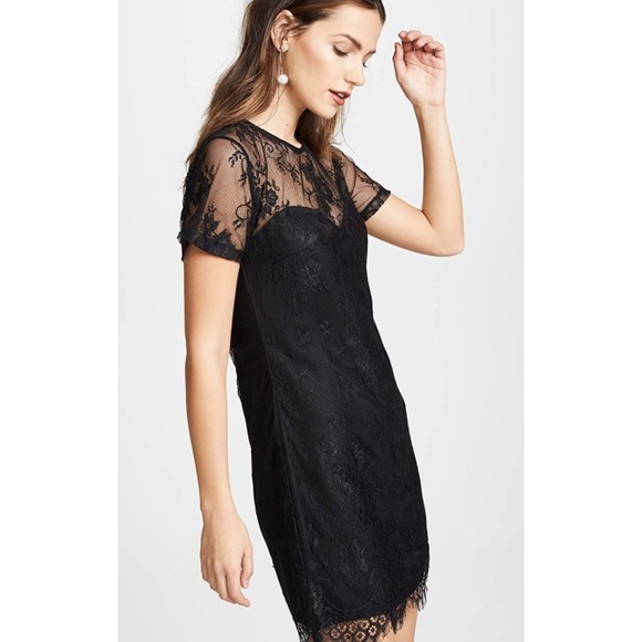MINKPINK secret romance lace scoop neck lace short dress black - Picture 7 of 10
